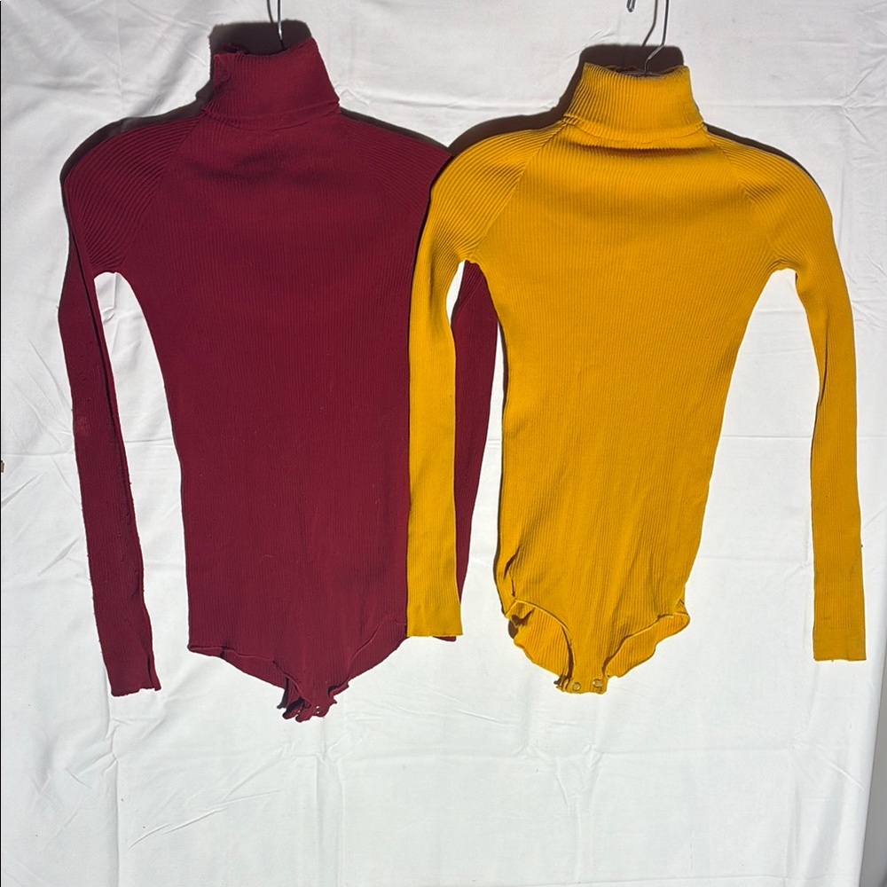 BoGo on Vintage Mustard & Maroon Turtleneck One Piece Bodysuits